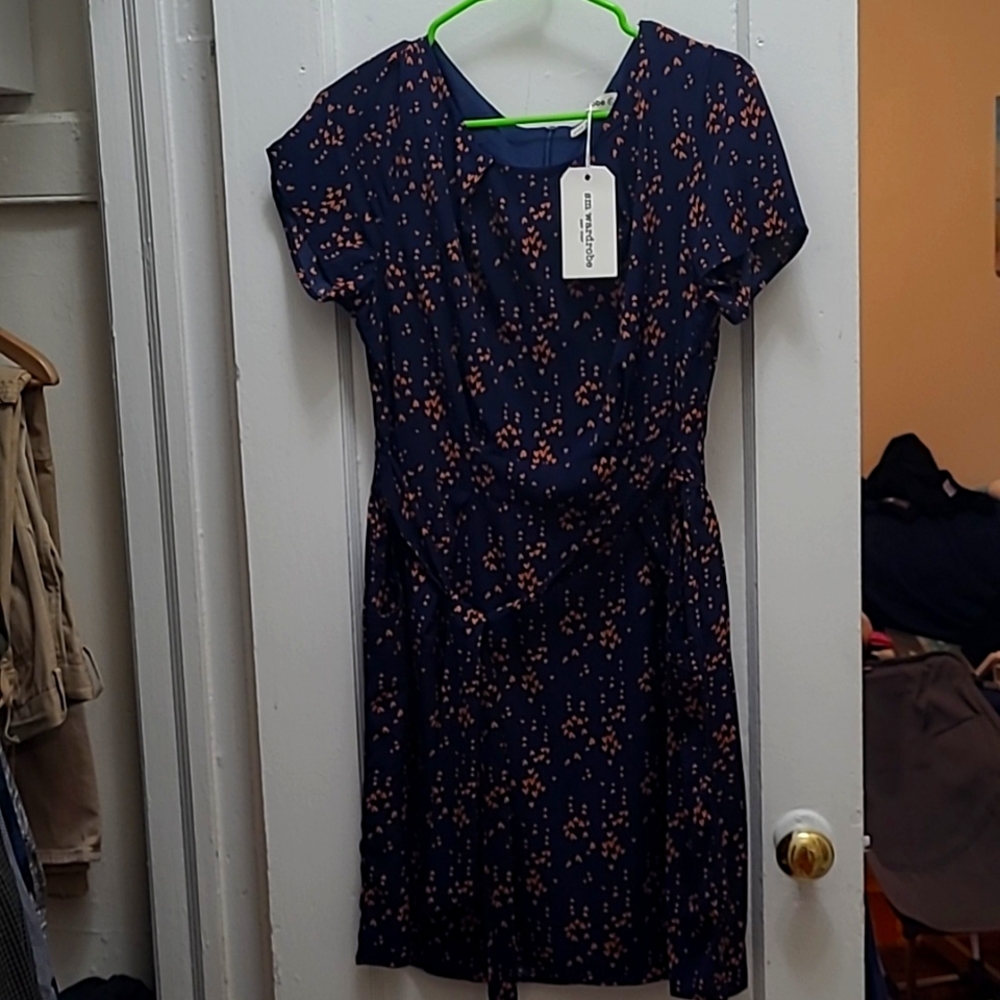 Brand new navy blue dress with hearts